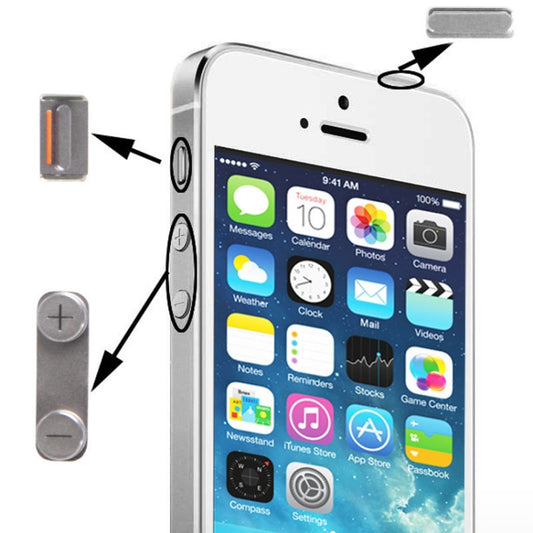 3 in 1 for iPhone 5S (Original Mute + Original Power + Original Volume) Button Kit, Alloy Material(Silver) - iPhone 5 Parts by buy2fix | Online Shopping UK | buy2fix