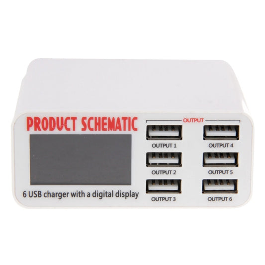 WLX-899 30W USB Charger 5V 6A Output 3.5A Max High Speed 6-Ports USB Charger with Digital Display & 1.5m Cable - Multifunction Charger by buy2fix | Online Shopping UK | buy2fix