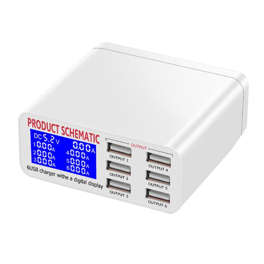 WLX-899 30W USB Charger 5V 6A Output 3.5A Max High Speed 6-Ports USB Charger with Digital Display & 1.5m Cable - Multifunction Charger by buy2fix | Online Shopping UK | buy2fix