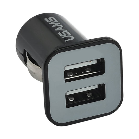 USAMS High Performance 2.1A + 1A Dual USB Port Car Charger for iPad Air 2 & Air & 4, iPhone 6 & 6 Plus & 5C & 5S & 4 & 4S, iPod touch, Galaxy Tablet / Note Series and Other Mobile Phone, Navigators(Black) - Car Charger by USAMS | Online Shopping UK | buy2fix