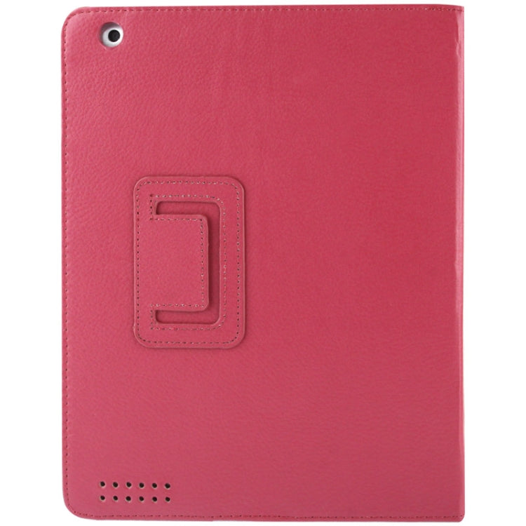 High Quality Litchi Texture Folding Leather with Sleep / Wake-up & Holder Function for iPad 2 / iPad 3 / iPad 4(Magenta) - iPad 4 & 3 & 2 Cases by buy2fix | Online Shopping UK | buy2fix