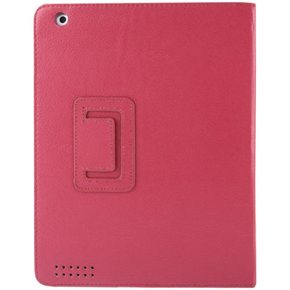 High Quality Litchi Texture Folding Leather with Sleep / Wake-up & Holder Function for iPad 2 / iPad 3 / iPad 4(Magenta) - iPad 4 & 3 & 2 Cases by buy2fix | Online Shopping UK | buy2fix