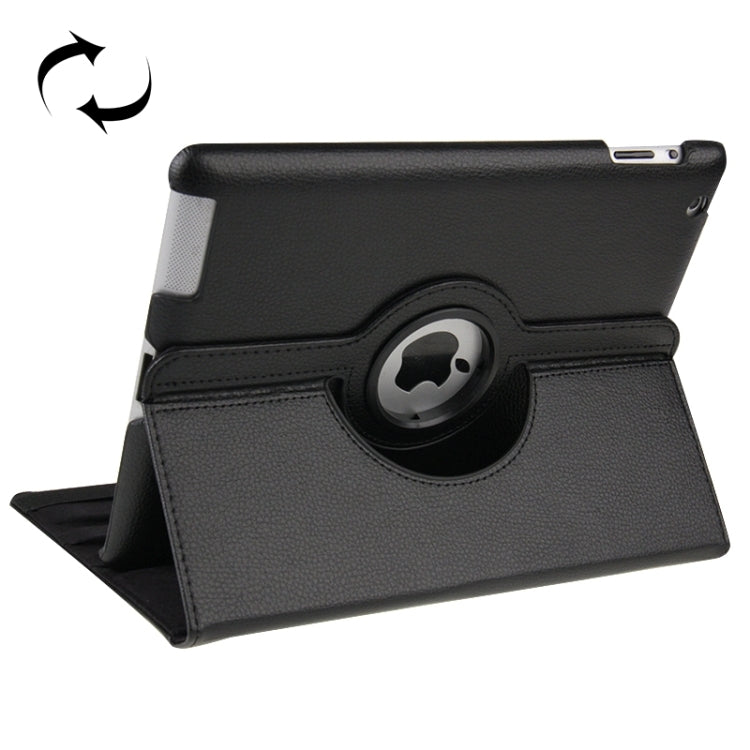 360 Degree Rotatable Leather Case with Sleep / Wake-up Function & Holder for New iPad (iPad 3)(Black) - iPad 4 & 3 & 2 Cases by buy2fix | Online Shopping UK | buy2fix