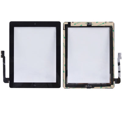 (Controller-Taste + Home-Tasten-Taste PCB-Folie, Flexkabel + Touchpanel-Installationskleber) Touchpanel für neues iPad (iPad 3) (Schwarz)