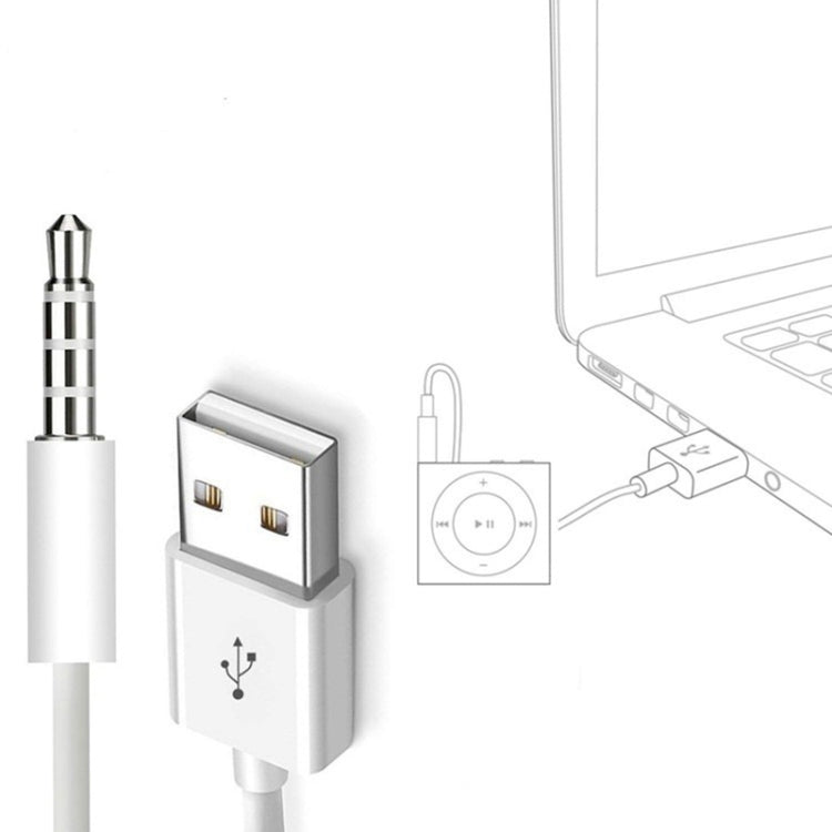 JW-SM1 USB to 3.5mm Jack Data Sync & Charge Cable for iPod shuffle 1st /2nd /3rd /4th /5th /6th Generation, Length: 10cm(White) - Apple Accessories by buy2fix | Online Shopping UK | buy2fix