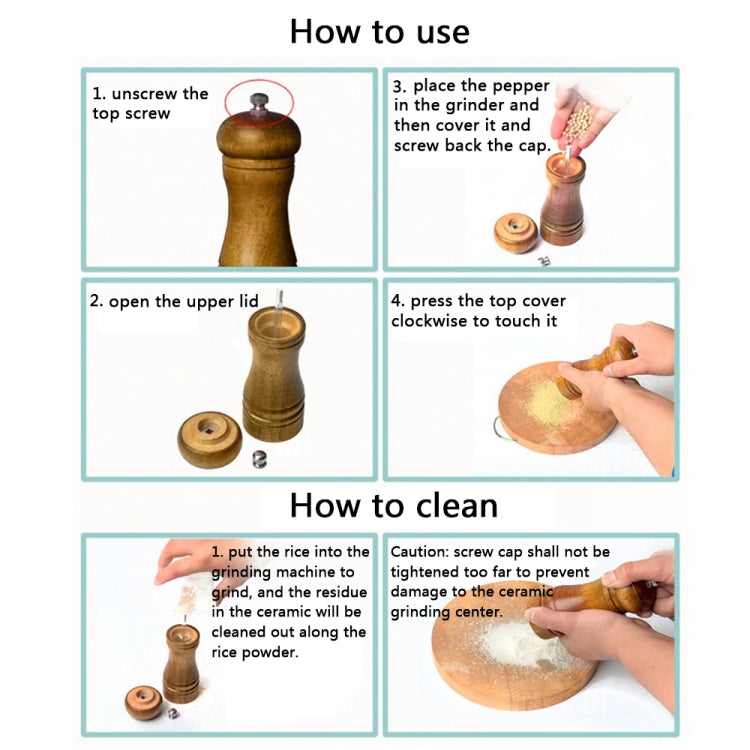 8 inch Length Classical Wooden Pepper Spice Salt Mill Grinder Muller - Stirrer & Squeezer by buy2fix | Online Shopping UK | buy2fix
