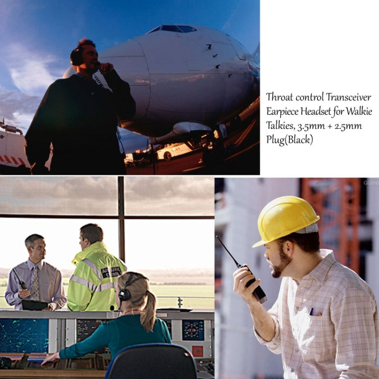 Throat control Transceiver Earpiece Headset for Walkie Talkies, 3.5mm + 2.5mm Plug(Black) - Microphones & Headsets by buy2fix | Online Shopping UK | buy2fix