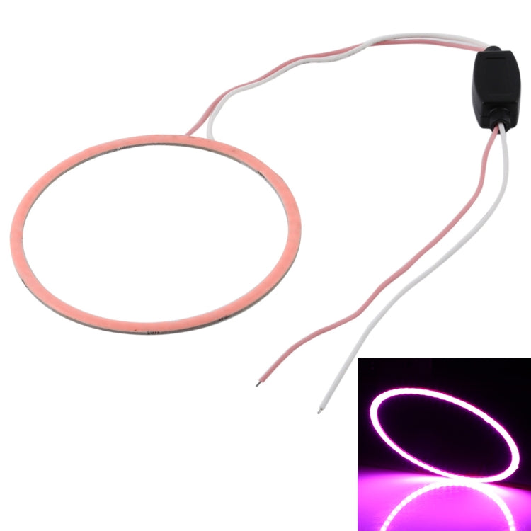 90mm 5W 180LM Angel Eyes Circles Car Headlight COB LED Lights for Vehicles, DC 12-24V(Pink Light) by buy2fix
