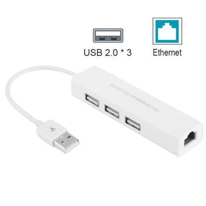 USB 2.0 Ethernet Network Adapter + 3 Ports USB HUB(White) by buy2fix