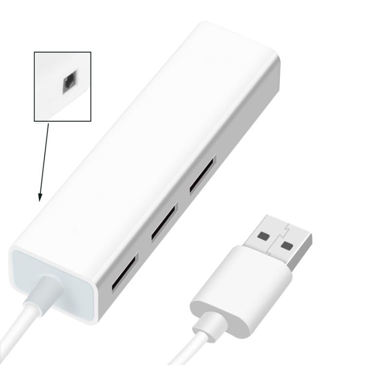 USB 2.0 Ethernet Network Adapter + 3 Ports USB HUB(White) by buy2fix