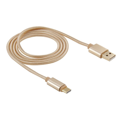 1m Woven Style Metal Head USB-C / Type-C 3.1 to USB 2.0 Data Sync Charge Cable(Gold) by buy2fix