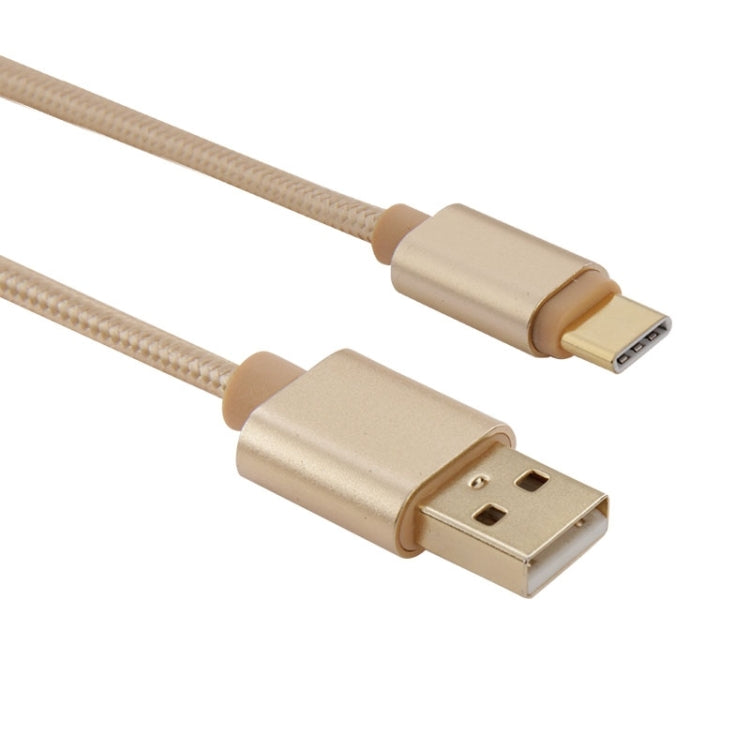 1m Woven Style Metal Head USB-C / Type-C 3.1 to USB 2.0 Data Sync Charge Cable(Gold) by buy2fix