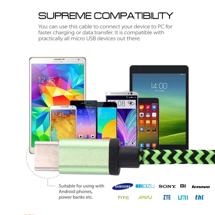1m Woven Style USB-C / Type-C 3.1 to USB 2.0 Data Sync Charge Cable(Green) by buy2fix