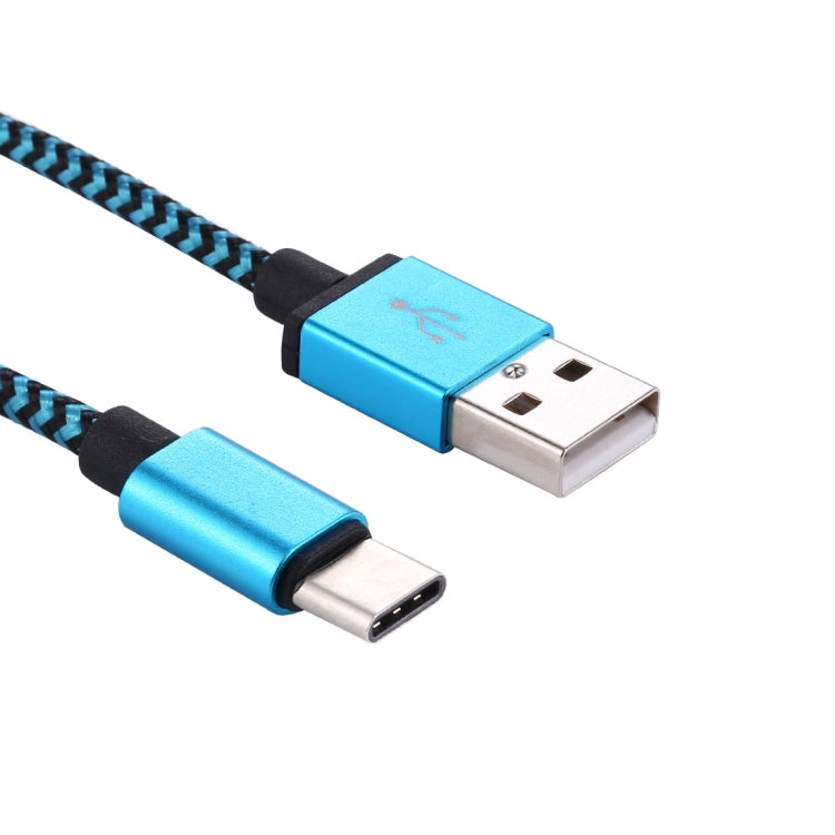 1m Woven Style USB-C / Type-C 3.1 to USB 2.0 Data Sync Charge Cable(Blue) by buy2fix