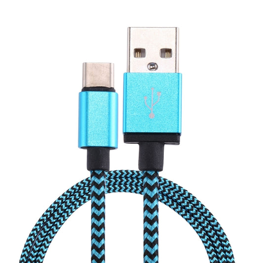 1m Woven Style USB-C / Type-C 3.1 to USB 2.0 Data Sync Charge Cable(Blue) by buy2fix