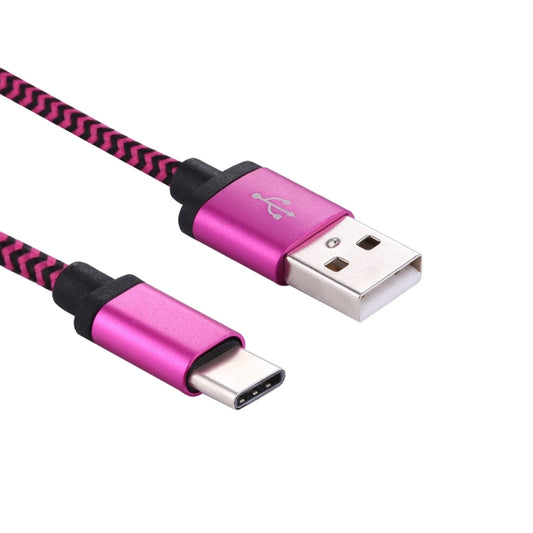 1m Woven Style USB-C / Type-C 3.1 to USB 2.0 Data Sync Charge Cable(Magenta) by buy2fix