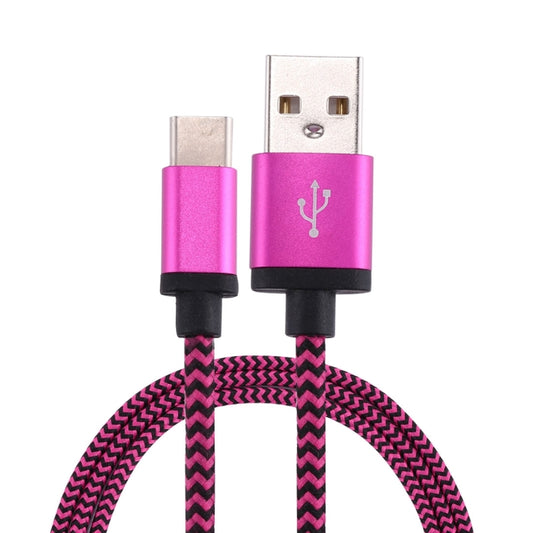 1m Woven Style USB-C / Type-C 3.1 to USB 2.0 Data Sync Charge Cable(Magenta) by buy2fix