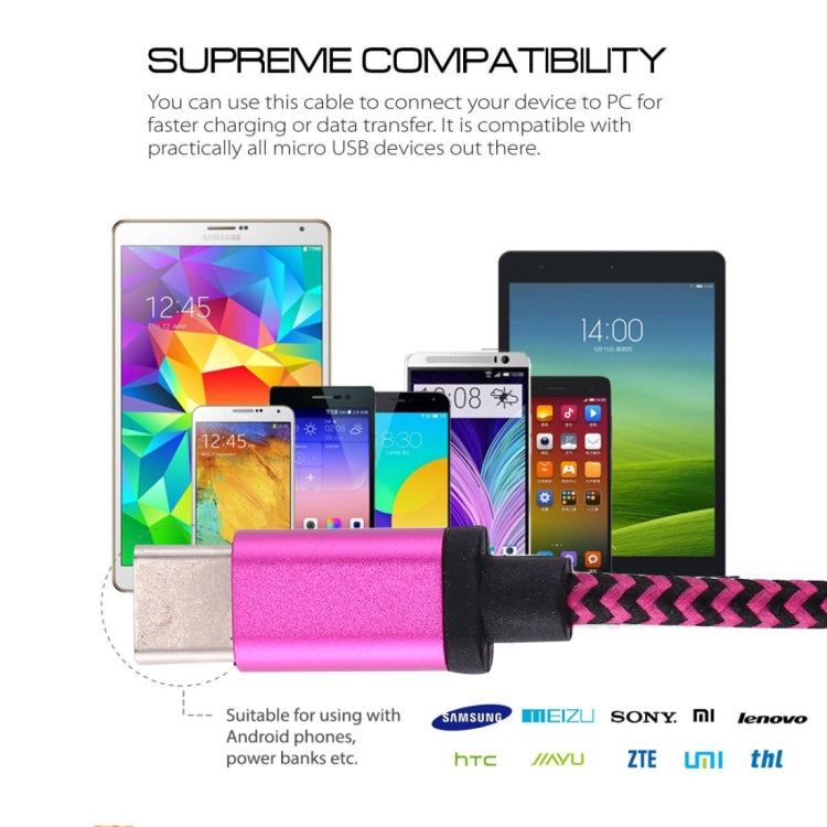1m Woven Style USB-C / Type-C 3.1 to USB 2.0 Data Sync Charge Cable(Magenta) by buy2fix