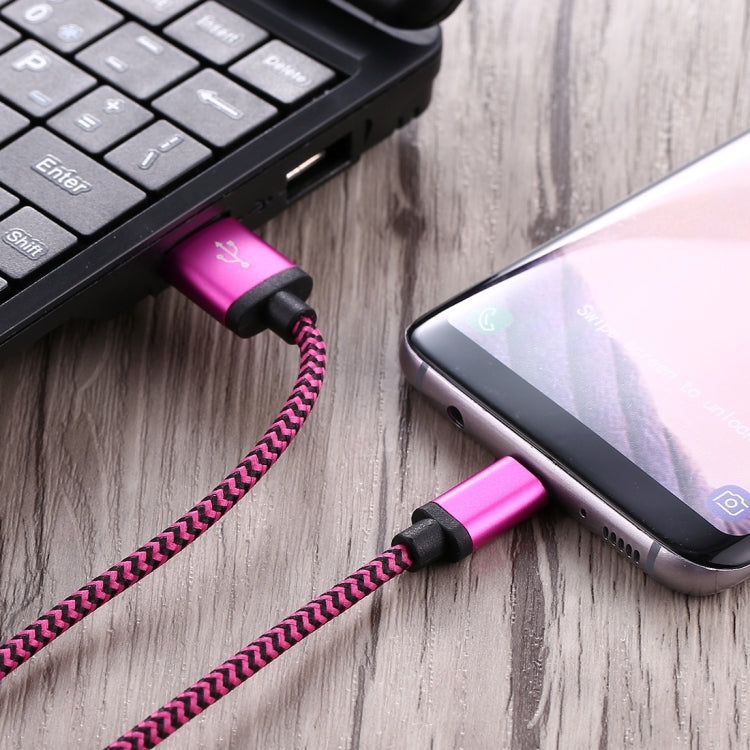 1m Woven Style USB-C / Type-C 3.1 to USB 2.0 Data Sync Charge Cable(Magenta) by buy2fix
