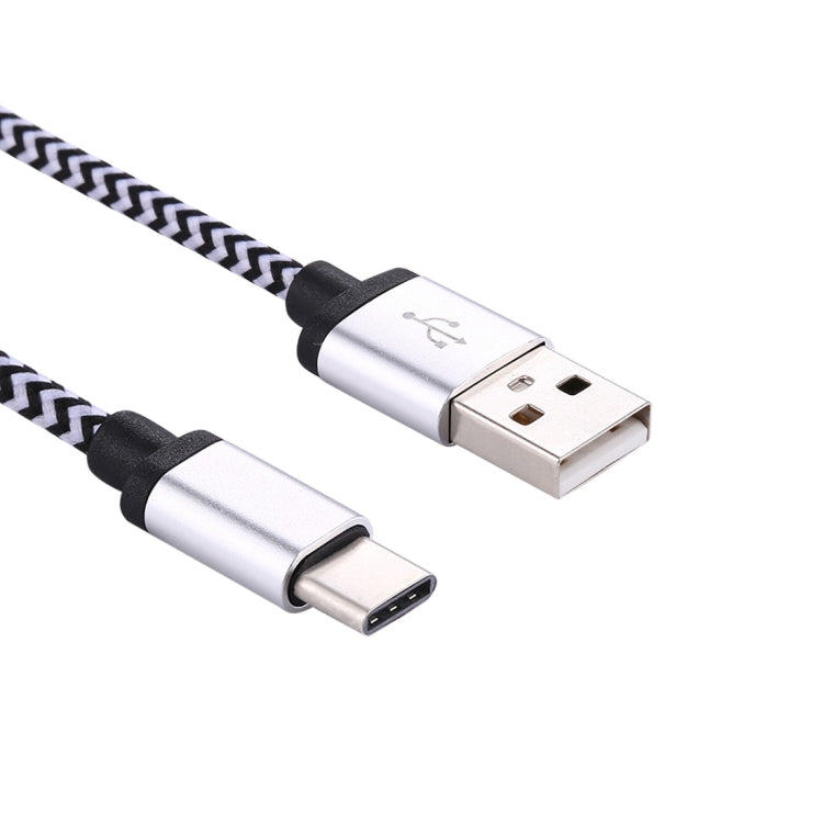 1m Woven Style USB-C / Type-C 3.1 to USB 2.0 Data Sync Charge Cable(Silver) by buy2fix
