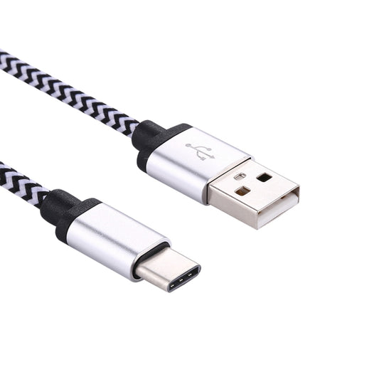 1m Woven Style USB-C / Type-C 3.1 to USB 2.0 Data Sync Charge Cable(Silver) by buy2fix