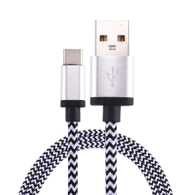 1m Woven Style USB-C / Type-C 3.1 to USB 2.0 Data Sync Charge Cable(Silver) by buy2fix