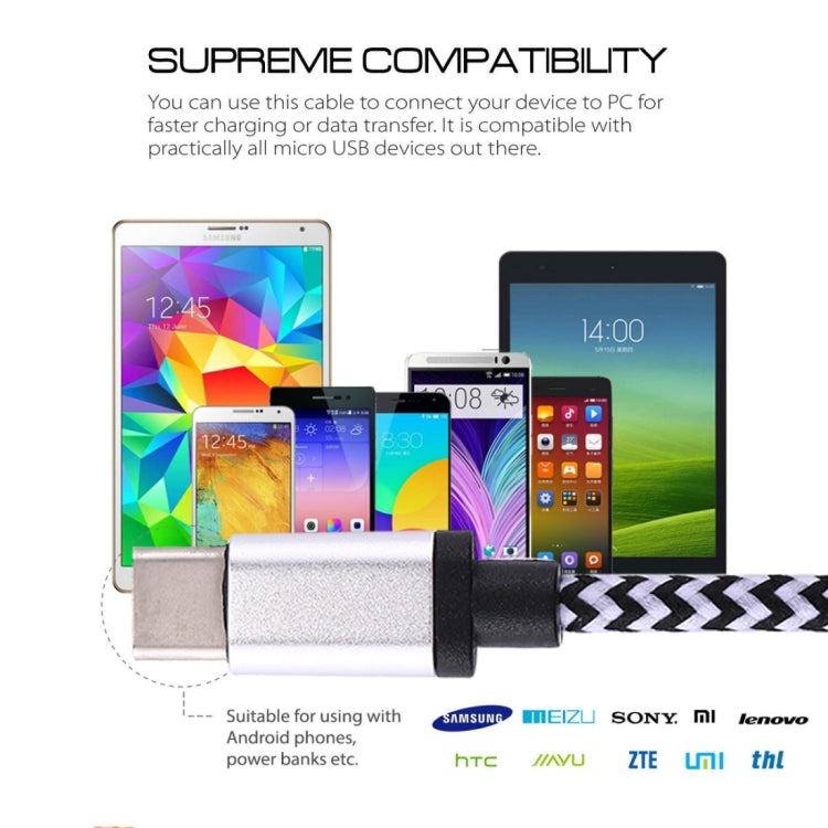 1m Woven Style USB-C / Type-C 3.1 to USB 2.0 Data Sync Charge Cable(Silver) by buy2fix