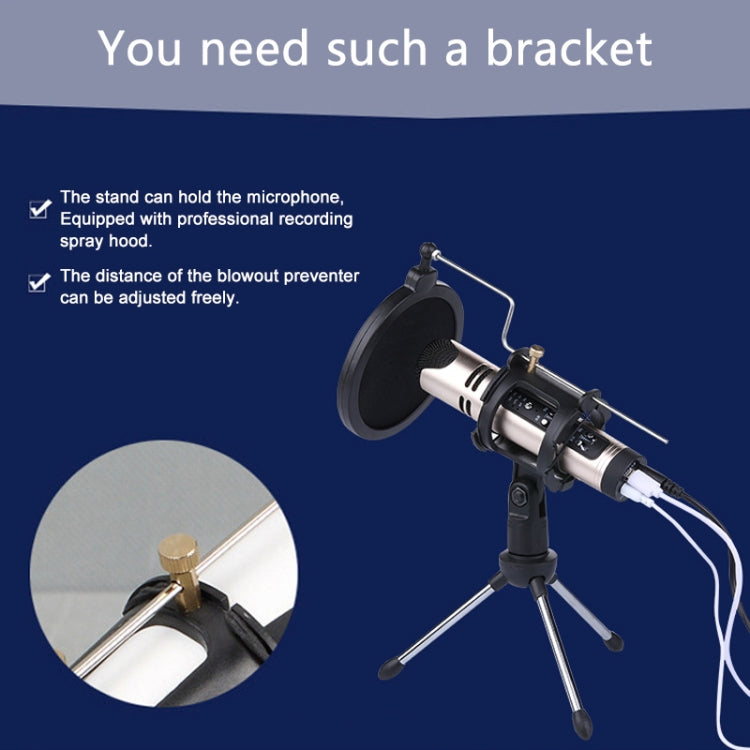 PS-5 Universal Live Broadcast Bracket Tripod Holder with Anti-spray Net & Microphone Clip & Shockproof Clip, For iPhone, Galaxy, Sony, Lenovo, HTC, Huawei, and other Smartphones - Stand by buy2fix | Online Shopping UK | buy2fix
