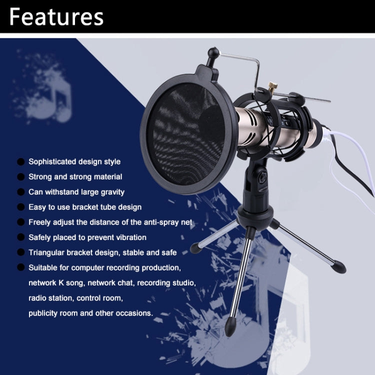 PS-5 Universal Live Broadcast Bracket Tripod Holder with Anti-spray Net & Microphone Clip & Shockproof Clip, For iPhone, Galaxy, Sony, Lenovo, HTC, Huawei, and other Smartphones - Stand by buy2fix | Online Shopping UK | buy2fix