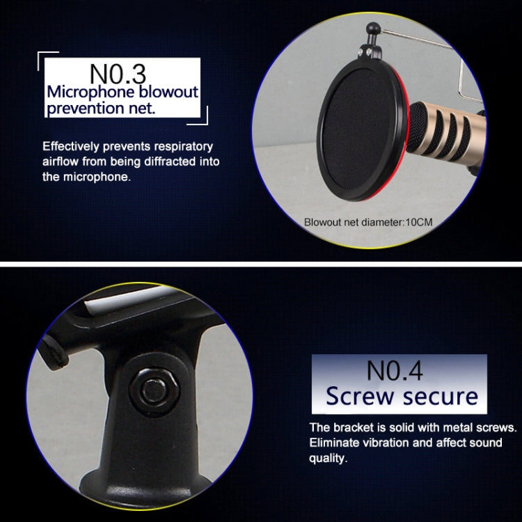 PS-5 Universal Live Broadcast Bracket Tripod Holder with Anti-spray Net & Microphone Clip & Shockproof Clip, For iPhone, Galaxy, Sony, Lenovo, HTC, Huawei, and other Smartphones - Stand by buy2fix | Online Shopping UK | buy2fix