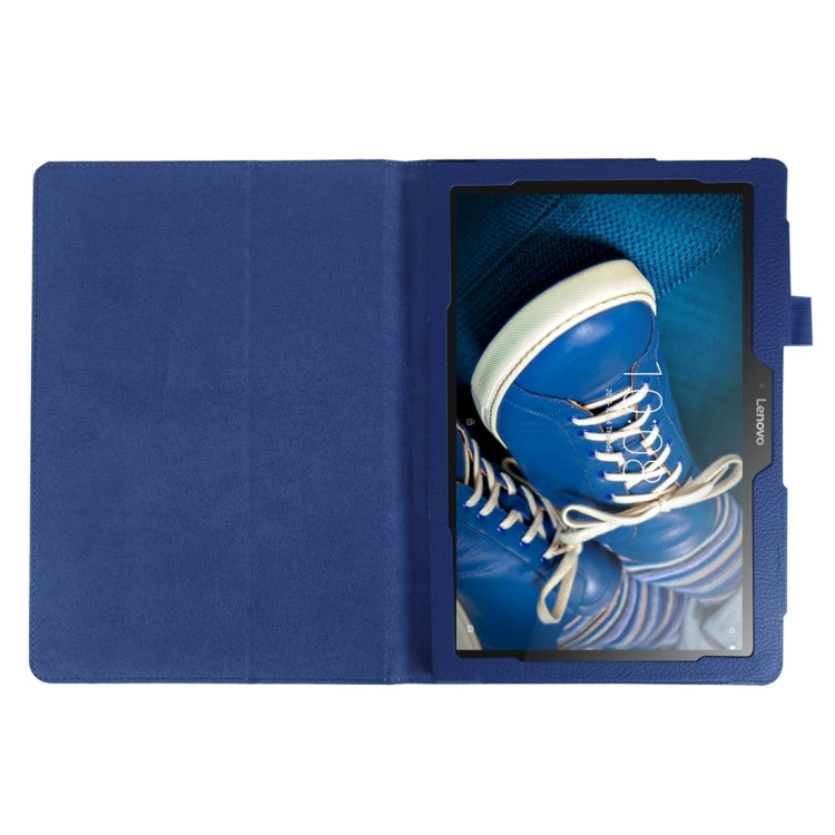 Litchi Texture Horizontal Flip Solid Color Leather Case with Holder for Lenovo TAB 2 A10-30 X30F & TAB 2 A10-70F, 10.1 inch(Dark Blue) - Lenovo by buy2fix | Online Shopping UK | buy2fix