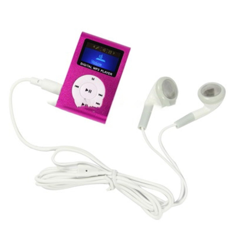 TF / Micro SD Card Slot MP3 Player with LCD Screen, Metal Clip(Magenta) - MP3 Player by buy2fix | Online Shopping UK | buy2fix