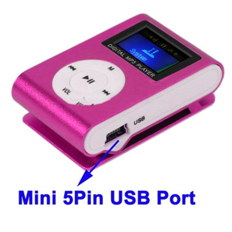 TF / Micro SD Card Slot MP3 Player with LCD Screen, Metal Clip(Magenta) - MP3 Player by buy2fix | Online Shopping UK | buy2fix