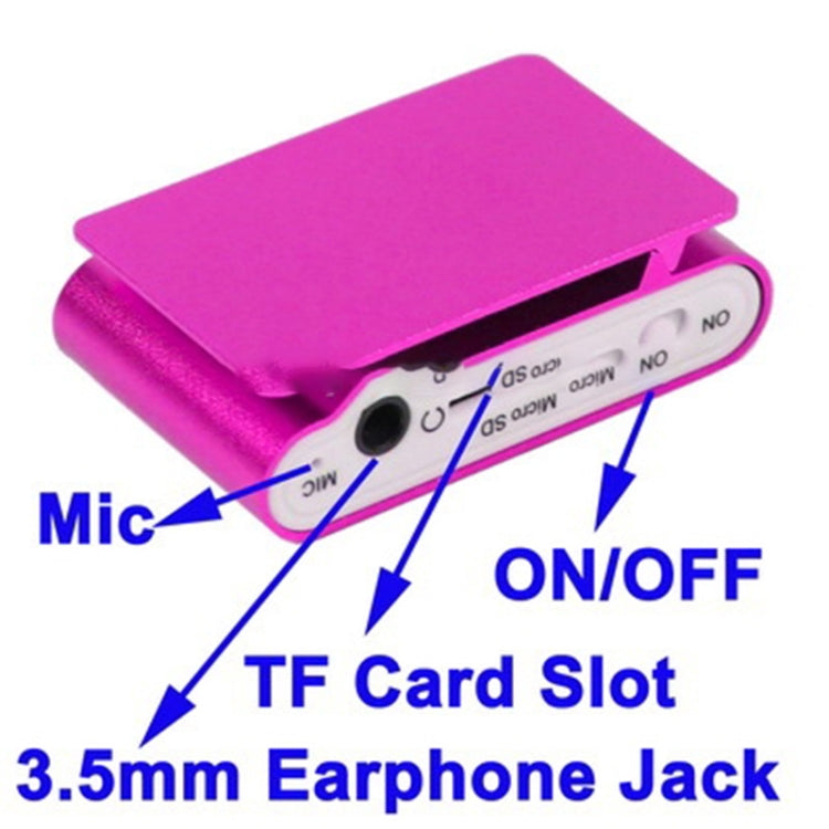 TF / Micro SD Card Slot MP3 Player with LCD Screen, Metal Clip(Magenta) - MP3 Player by buy2fix | Online Shopping UK | buy2fix