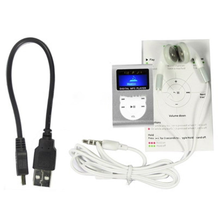 TF / Micro SD Card Slot MP3 Player with LCD Screen, Metal Clip(Silver) - MP3 Player by buy2fix | Online Shopping UK | buy2fix