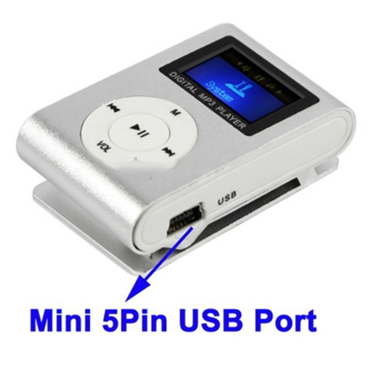 TF / Micro SD Card Slot MP3 Player with LCD Screen, Metal Clip(Silver) - MP3 Player by buy2fix | Online Shopping UK | buy2fix