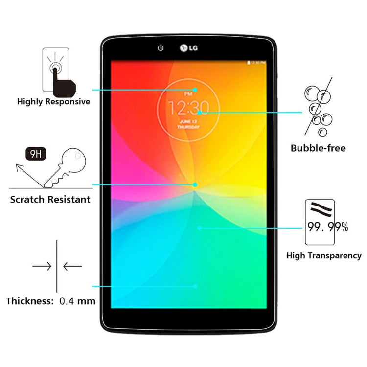 0.4mm 9H+ Surface Hardness 2.5D Explosion-proof Tempered Glass Film for LG G Tablet 7.0 / V400 - For LG Pad by buy2fix | Online Shopping UK | buy2fix