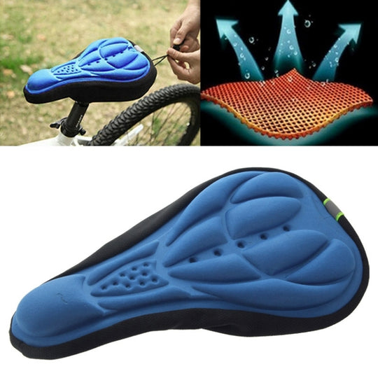 3D-Silikon-Lycra-Nylon- und Gel-Pad Fahrradsitz-Sattelbezug, weiches Kissen, passend für Fahrradarten (Blau)