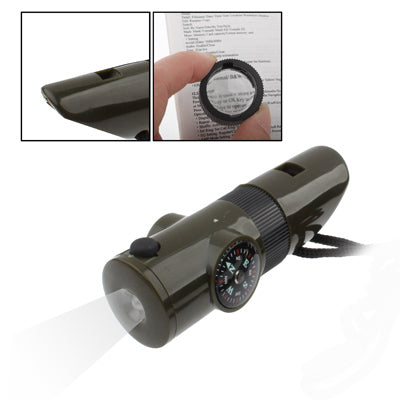 7 in 1 (Survival Whistle / Compass / Thermometer / LED Light / Magnifier / Retroreflector / String) - Emergency Tools by buy2fix | Online Shopping UK | buy2fix