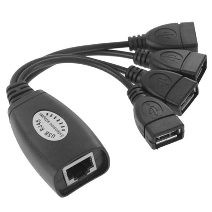 USB 2.0 CAT5 / CAT5E / CAT6 RJ45 to 4 USB Ethernet Extender LAN Extension Cable Repeater Adapter by buy2fix
