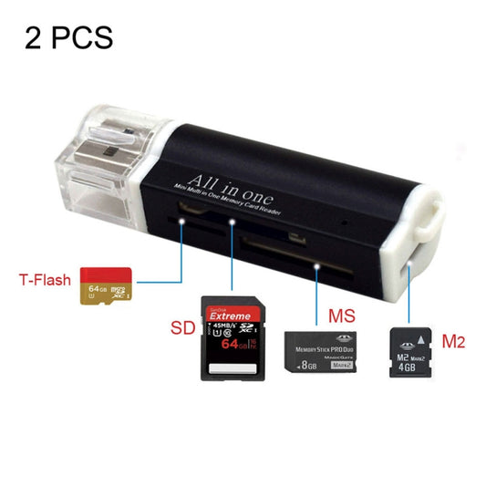 2 PCS Multi All in 1 USB 2.0 Micro SD SDHC TF M2 MMC MS PRO DUO Memory Card Reader by buy2fix