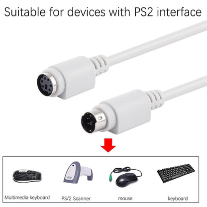 6 Pin PS/2 Keyboard / Mouse Extender Cable (PS/2 male to PS/2 female), Length: 3m by buy2fix