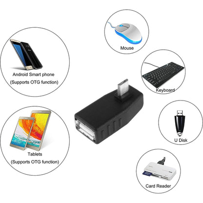 Micro USB Male to USB 2.0 AF Adapter with 90 Degree Angle, Support OTG Function(Black) by buy2fix
