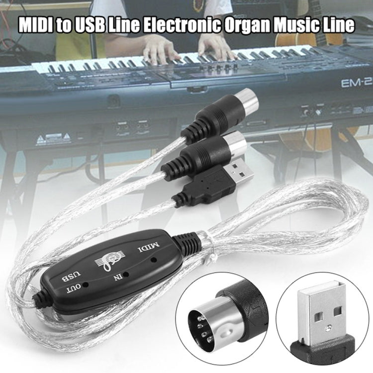 USB to MIDI Interface Electric Piano Converter Adapter Cable, Length: 1.8m - USB Cable by buy2fix | Online Shopping UK | buy2fix