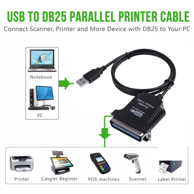 USB to Parallel 1284 36 Pin Printer Adapter Cable, Cable Length: 1m(Black) - RS485 / RS232 Series by buy2fix | Online Shopping UK | buy2fix