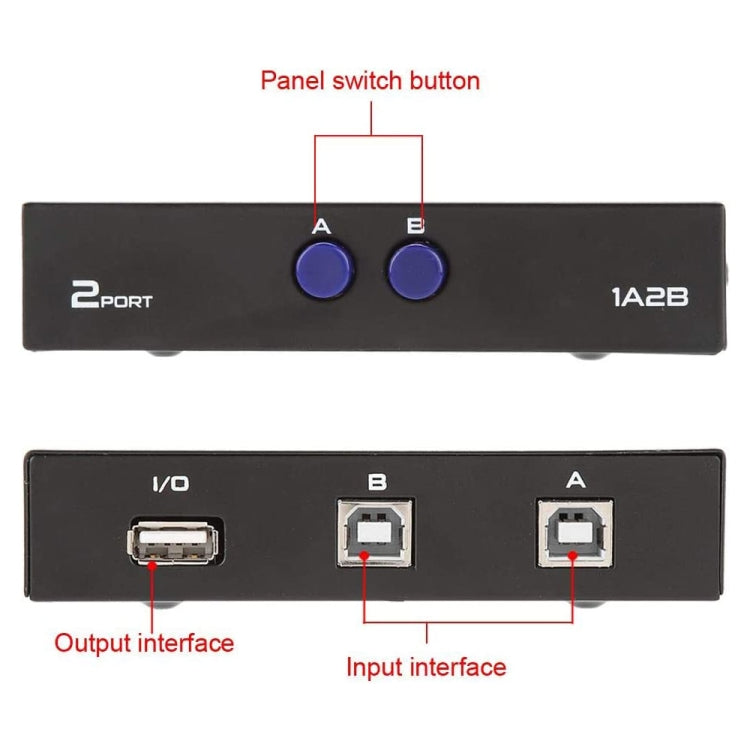 2 Port USB Data Switch(Black) by buy2fix