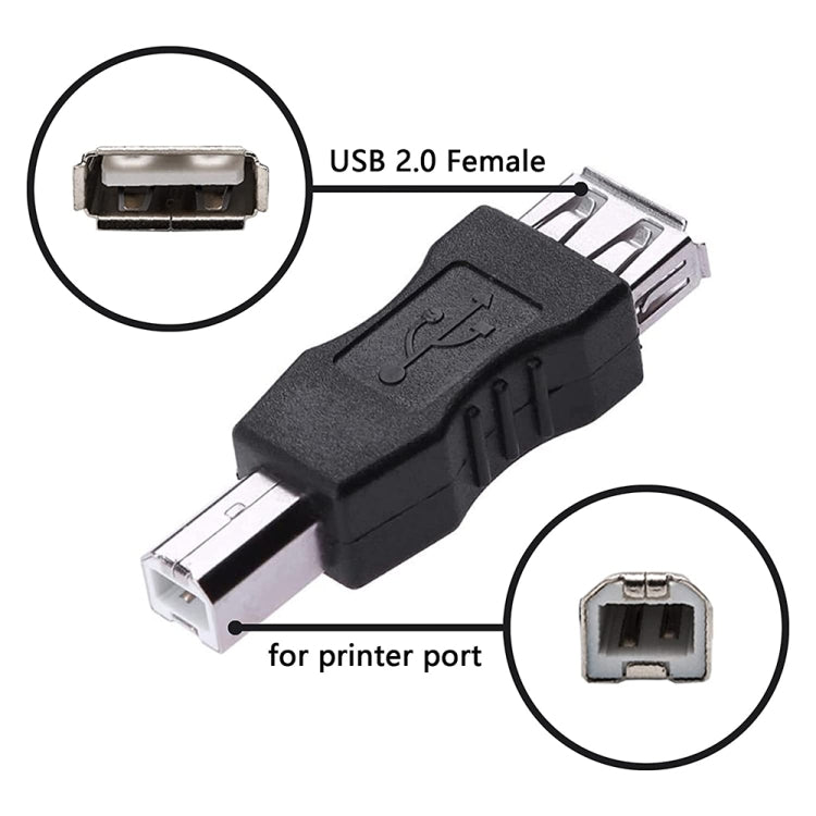 USB 2.0 A Female to B Male Adapter Connector AF to BM Converter for Printer(Black) - USB Adapter by buy2fix | Online Shopping UK | buy2fix