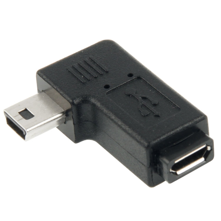 90 Degree Micro USB to Mini USB Adapter(Black) by buy2fix