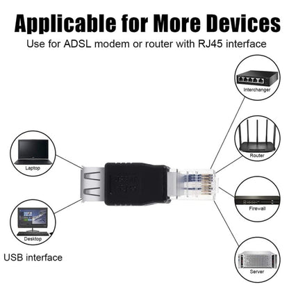 RJ45 Male to USB AF Adapter(Black) by buy2fix