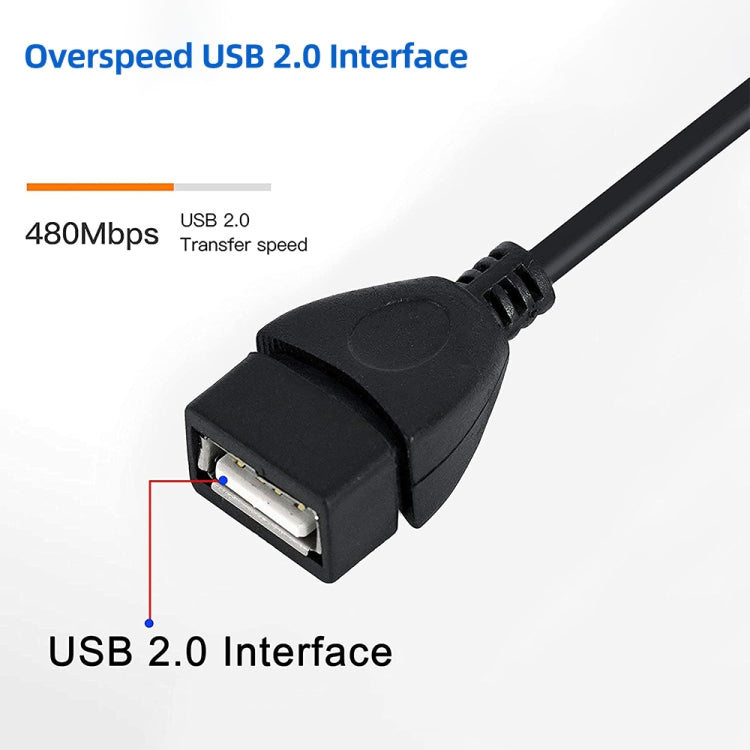 Mini 5-pin USB to USB 2.0 AF OTG Adapter Cable, Length: 12cm(Black) by buy2fix
